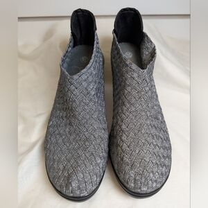 Bernie Mev. Chesca Womens Silver/Pewter Woven Mesh 3" Heeled Booties Size 7 EUC